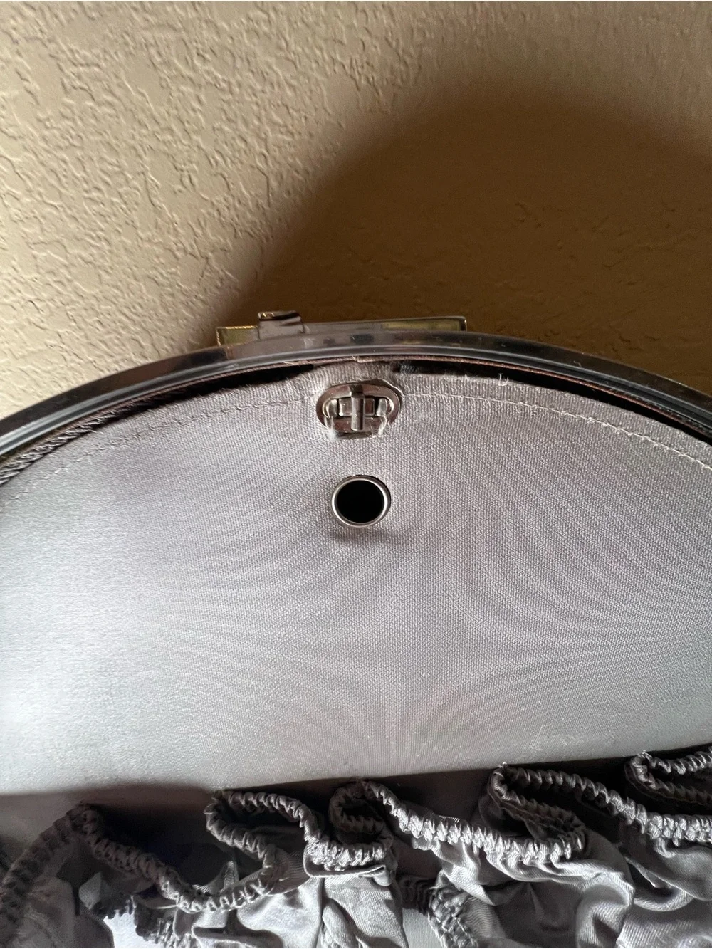Vintage 1960s American Tourister Round Train Case Gray Hard Shell Luggage